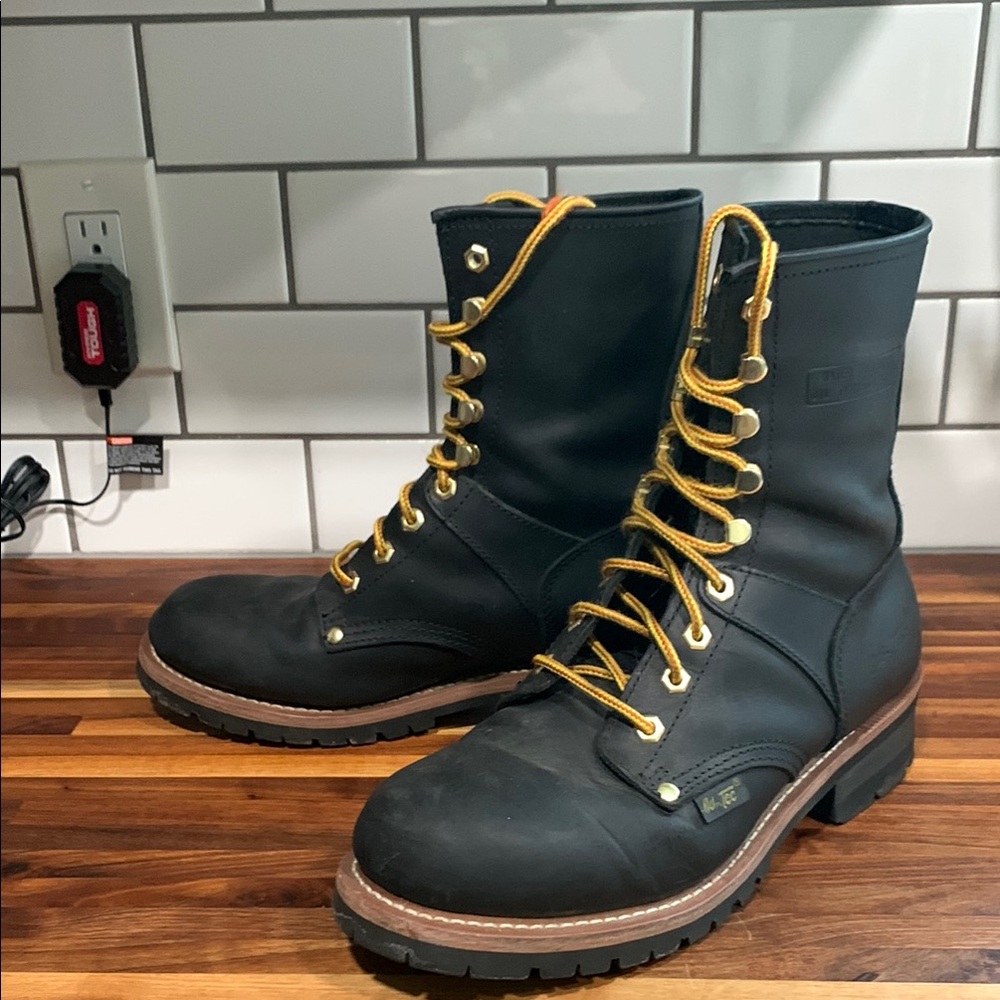 Ad Tec Black Leather Ankle-High Boots with Durable Sole - Picture 3 of 15